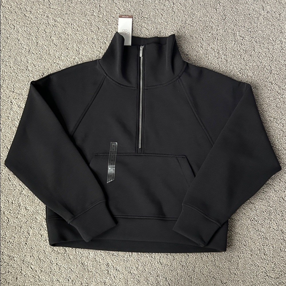 CALIA Women's Soft Scuba 1/4 Zip Pullover Sweatshirt Black Athleisure Top S NEW - Picture 5 of 12